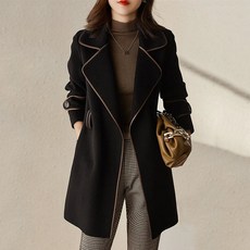 FANSYLI 여성 가을 겨울 패션 루즈핏 벨티드 고급 모직 코트 코트 하프 모직 트렌치코트 W8A04