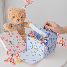 화예원 돈폭탄 플라잉 나비 선물 상자 생일 반전 용돈 박스 포장, 1개, 블루박스