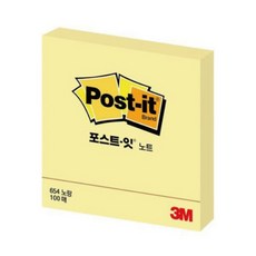 쓰리엠 포스트잇 노트 654 76 x 76 mm 100매, 노랑, 3개
