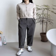 기타 여성 4컬러 봄 가을 데일리 카라넥 니트 단추 가디건