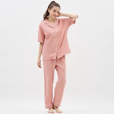 유니클로 지유 GU 오가닉 코튼 파자마 반소매 롱 팬츠