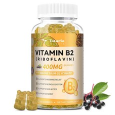 Totaria 비타민 B2 젤리 무설탕 리보플라빈 400mg 보충제 어린이 및 성인용 마그네슘 글리시네이트 400mg COQ10 D3 비건 천연 맛 글루텐 프리 60, Totaria 비타민 B2 젤리, 무설탕 리보플라빈 4, 1개