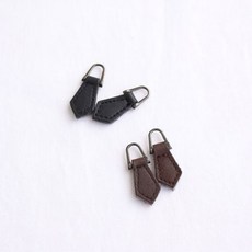 백경 2개입) 지퍼머리장식- 소 마름모가죽(2컬러) - 지퍼고리 지퍼장식 jg, 블랙