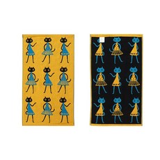 일러스트 주방 수건 핸드 타올 ﻿(27 x 46 cm), 네로 (옐로우), 1개