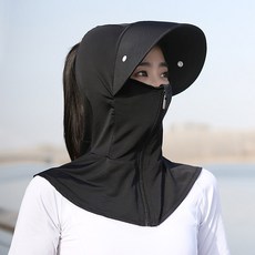 풀커버 썬바이저 얼굴 햇빛가리개 여름 모자 블랙