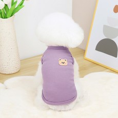 강아지 고양이 여름옷 애견 조끼 귀여운 곰 셔츠 솔리드 치와와 요키 캐주얼 의류 패션 소프트 애완 동물 코스튬, purple, 1개