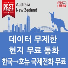 굿로밍 호주유심칩 뉴질랜드 옵터스 텔스트라 데이터로밍 통화 시드니 멜버른 여행심카드, 1개, 7.호뉴 1GB - 매일 1GB(7일) 김해공항 수령