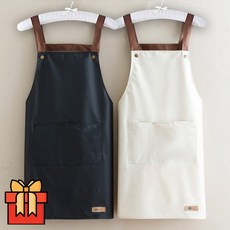 선물 증정] 셀럽비아 식당 까페 바리스타 방수 앞치마 2P 세트, 블랙+베이지, 2개