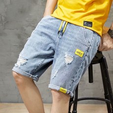 여름 데님 반바지 겉옷 데미지 밴딩 남성 5부바지 men's casual shorts 하늘비즈 A28 L887O205