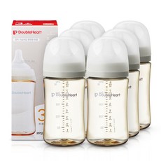 더블하트 모유실감 3세대 PPSU 모먼트 단품 240ml 오후의베이지 (M젖꼭지포함), 6개, 베이지