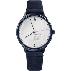 Mondaine MH1.L2210.LD : MONDAINE 헬 베티 스테인레스 스틸 스위스 쿼츠 시계 가죽 스트랩 블루 18 모델