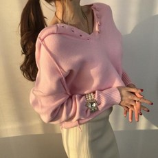요즘힙한 모델한혜진 4버튼 후드 니트풀오버 여성니트 여자니트 완소템 오피스룩