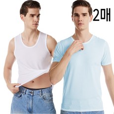 남자 런닝 2매 기능성 민소매 나시 반팔 티 셔츠 에어 쿨 메쉬 스포코지