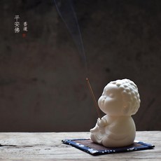 노아이샵 도자기부처님 미니향로 스틱향 향꽂이 향받침 인센트, A 아기부처님 향꽂이