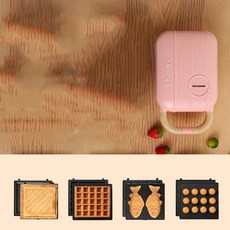 와플메이커기계 3 in 1 다기능 아침 식사 산밍 제련 구운 생선 접시 도넛 가정용 1PC, 1개, 3) Pink - 미국