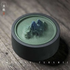  벼루 먹물 보관 접시 서예 산수화 뚜껑 고급 문방사우, 강산벼루 + 향 한박스 
