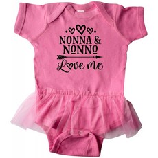 inktastic Nonna and Nonno Love Me Infant 투투 바디 수트 Newborn Raspberry