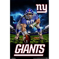 NMT NFL 뉴욕 자이언츠-3 포인트 스탠스 22.375 x 34 프레임이없는 버전 - P038407WQ5X1WN1, 기본