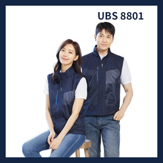 유니보스 UBS 8801 작업용 메쉬조끼 네이비 망사조끼 춘추복 단체복 유니폼 근무복 단체복 회사복 단체주문가능 로고 자수