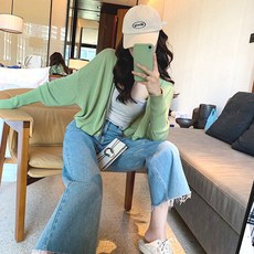 메이킹유 데일리 긴팔 간절기룩 여름니트 숏가디건 캐주얼룩 A089로너스가디건