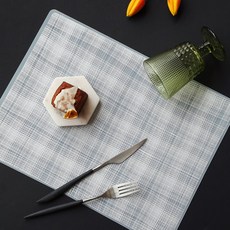 까사무띠 따볼라 린넨디자인 실리콘 직사각 식탁매트, 코튼, 1인( 가로 40cm x 30cm)