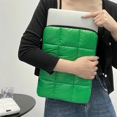노트북 컴퓨터 PC 다운 재킷 두꺼운 소프트 라이너 백 아이패드 호환 11 맥북 에어 프로 13 14 15/15 6/16 인치 델 아수스 에이수스 ASUS 퍼퍼 슬리브, 02 green_06 15-inch, 02 green
