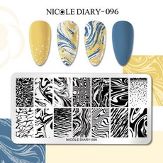 NICOLE DIARY-대리석 블루밍 네일 스탬핑 플레이트 잎 꽃 라인 이미지 템플릿 UV 젤 광택 도구, 1개