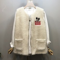 라임브릿지 덤블 미키 자수 뽀글이 조끼 집업 (디즈니 정품)