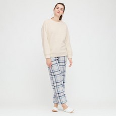 파자마파티 유니클로 여성복 양털 복 긴 소매 홈웨어 파자마 432627 UNIQLO
