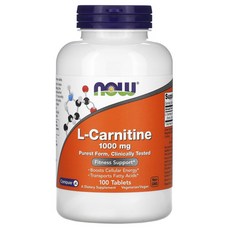 NOW Foods L-카르니틴 1000mg 100정, 1개