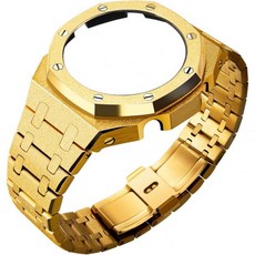 GA2100 시계 밴드 케이스 모드 키트 스테인리스 스틸 스트랩 베젤 교체 액세서리 남성용 G-Shock GA-2100GA-2110GA-B2100과 호환되는 프로스팅 표면, Frost Gold
