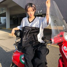미러인리버 메탈 자수 매쉬 반팔티