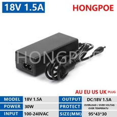 DC 5V 9V 12V 18V 24V 어댑터 전원 공급 장치 AC 100V-240V 1A 2A 3A 5A 6A 8A LED 스트립 조명용 충전기, US Plug, 05 18V 1.5A 30W, 한개옵션2