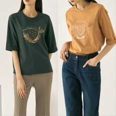 [지센] 여성 원포인트 5부티셔츠(색상2종) 면40%