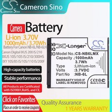 CS 캐논 NB-6L NB-6LH 디지털 IXUS 200 IXUS 105 210 85 110 IS IXY 31S 300 HS 카메라 배터리 1000mAh, Canon NB-6L