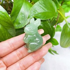 애완돌 천연석 인치 1 5 석영 공예 토끼 선물 조각 자수정 방 입상 집 보석 치유의 동물 장식, 5PC, Green Aventurine
