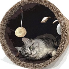헤이키튼 12 x 50 접이식 크링클 고양이 놀이 터널 실내 고양이 강아지 토끼 및 작은 개를 위한 숨바꼭질 애완 동물 장난감, L_Brown