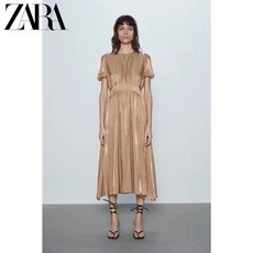 자라 ZARA 볼륨 슬리브 미디 원피스