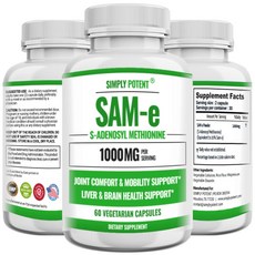 Simply Potent SAM-e Same or SAM e 500mg Vegan Gut Simply Potent SAM-e Same 또는 SAM e 500mg 비건 구텐 프리, 1개