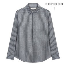 COMODO 코모도 스트라이프 베이직핏 그레이 캐주얼셔츠