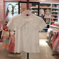 로엠걸즈 부산대점 ~~자수아일렛 큰 카라로 귀여움이 돋보이는 티블라우스에요~~ 반팔 자수아일렛 티 블라우스 RGHA2141P