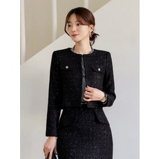 시크라인 모베펄 라운드넥 트위드 셋업 자켓 빅사이즈 출근룩 오피스룩 하객룩 연말룩 모임룩