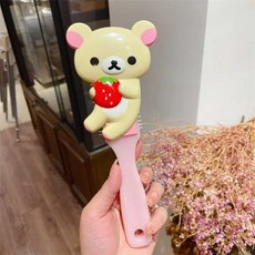 리락쿠마 키이로이토리 귀여운 3D 캐릭터 머리빗 헤어 브러시, 1개