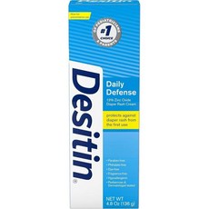 데시틴 Desitin Daily Defense 기저귀 발진 크림 아연 산화물이 함유된 엉덩이 페이스트 4.8온스 220007, 136g, 1개