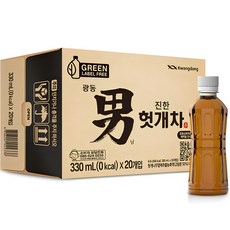 광동제약 진한 헛개차 그린 무라벨, 330ml, 20개