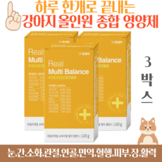 펫생각 리얼 멀티밸런스 강아지 종합 영양제 비타민 눈 간 피부 관절 면역력 성장기 노령견 120g, 3개, 종합영양제