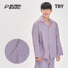 DY 트라이 포인트 패턴 순면 남성 주자 파자마 PEACH