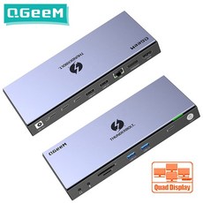 qgeem Thunderbolt 4 도킹 스테이션 usb 허브 3.0 for macbook pro air m1 xiaomi quadruple display usb type c hd, 우리 플러그, 1개