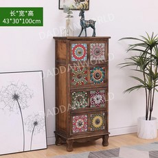 나비장 오리엔탈 수납장 엔틱 서랍장 거실 복고풍 미니 장식장, 빈티지우드 8칸 A01 43x30x100cm