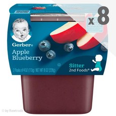 거버 2단계 사과 블루베리 퓨레 이유식 226g x8팩 2nd Foods Baby Food Apple Blueberry, 1p, 사과+블루베리 혼합맛